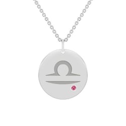 Silber anhänger mit Sternzeichen und Trumalin Waage