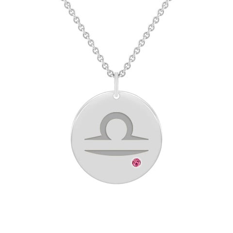 Silber anhänger mit Sternzeichen und Trumalin Waage