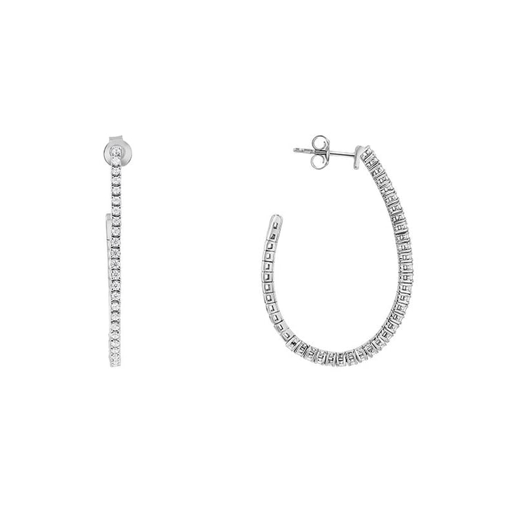 Goldene halbrunde Flexi Ohrringe mit Diamanten Streep 141253