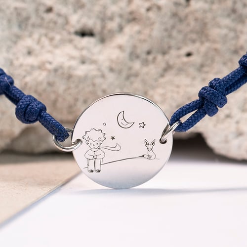 Silbernes Schnurarmband Der Kleine Prinz mit Fuchs