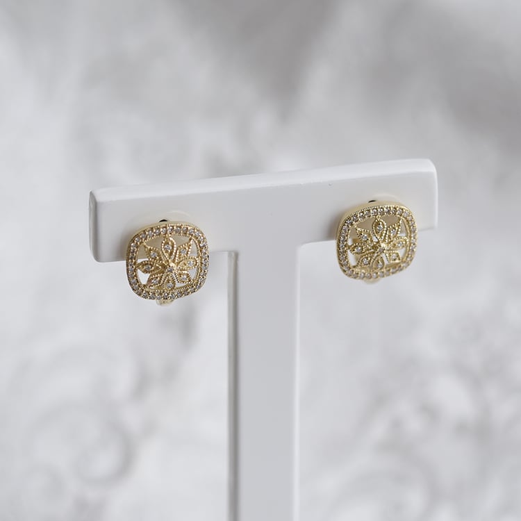 Goldene Ohrringe mit Diamanten 64253