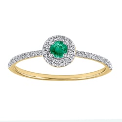 Silber Halo-Ring mit Smaragd und Lab Grown Diamanten Louisa