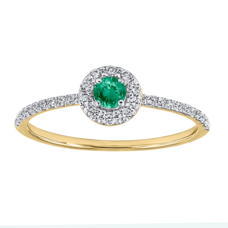 Silber Halo-Ring mit Smaragd und Lab Grown Diamanten Lys
