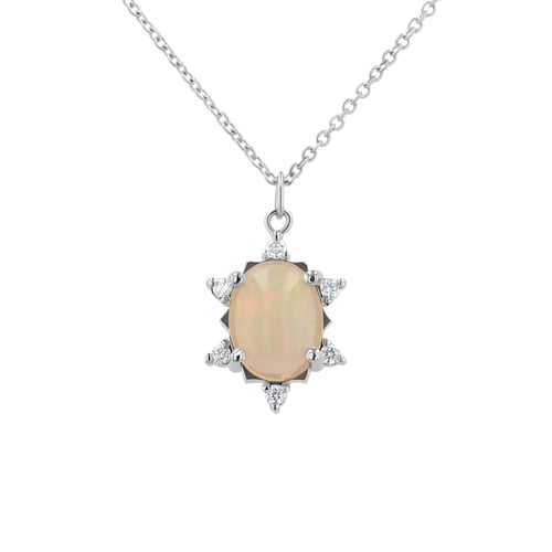 Anhänger mit ovalem Opal und Diamanten Sole
