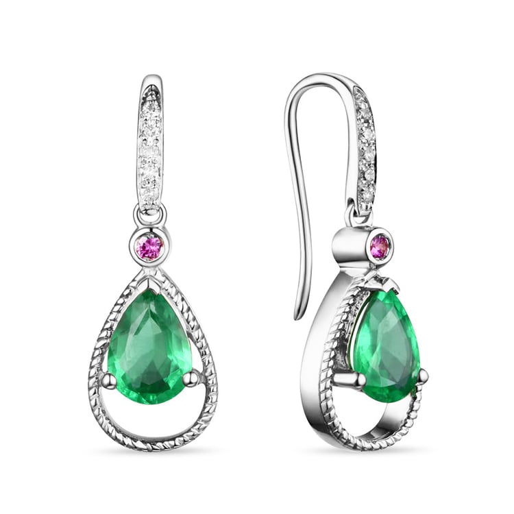 Smaragdohrringe mit Saphiren und Diamanten Elsterna 70890