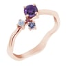 Silberner Cluster Ring mit Amethyst und Edelsteinen Roche
