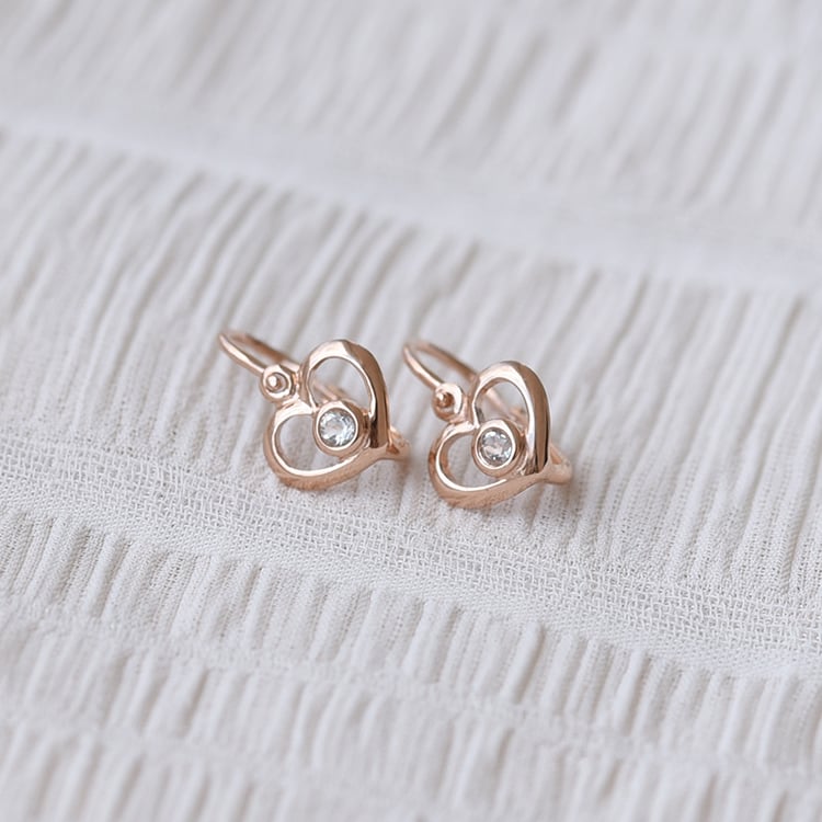 Goldene Kinderohrringe in Herzform mit Lab Grown Diamanten Ariel 145055