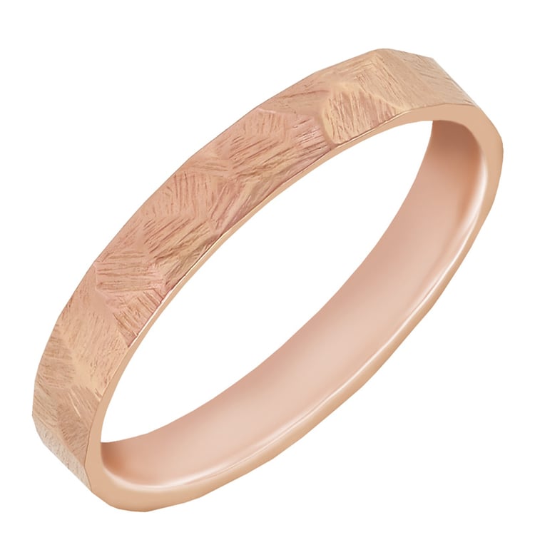 Rosegold atypischer Trauring gehämmert 48123