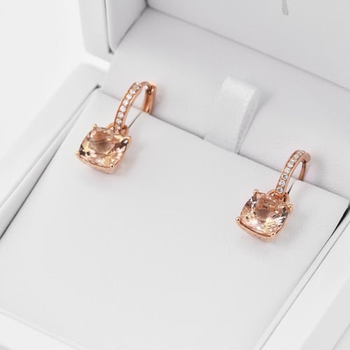 Goldohrringe 2 in 1 mit Morganit und Diamanten Reza