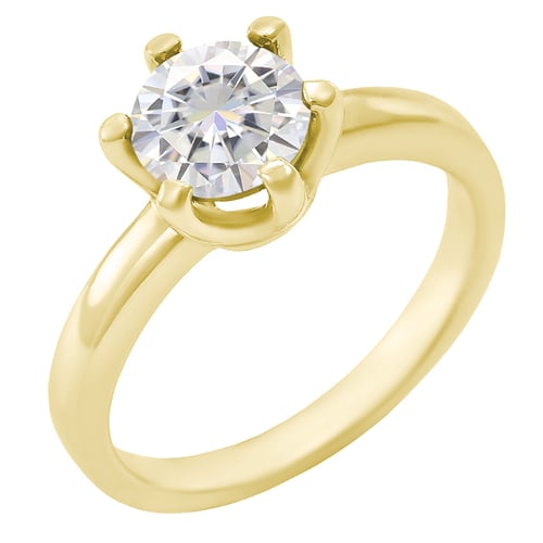 Goldener Verlobungsring mit Solitär-Moissanit Mukti