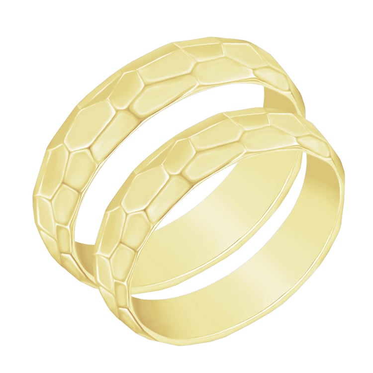 Gelbgold glänzende gehämmerte Ringe für Hochzeit