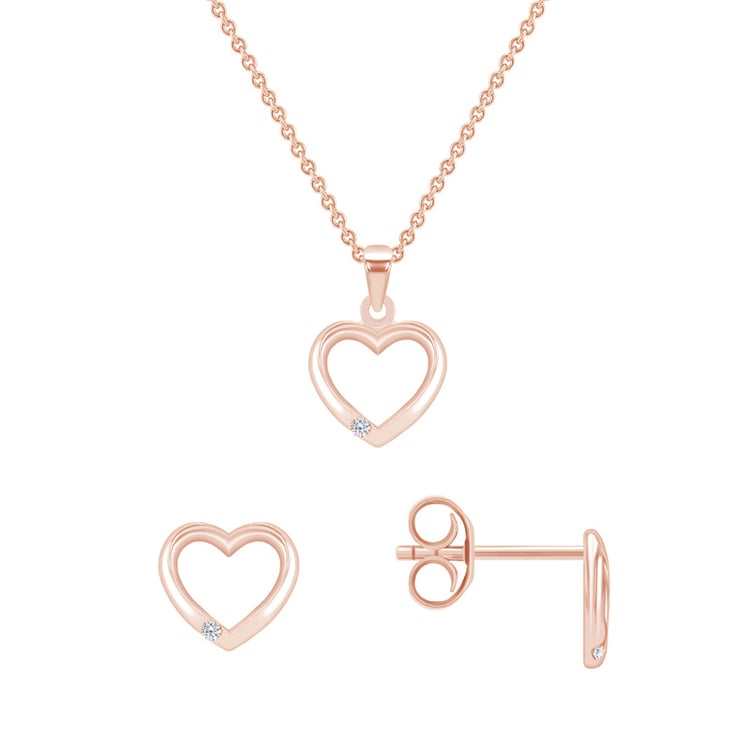 Silbernes Schmuckset mit Diamanten und Herzmotiv Monroe 70766