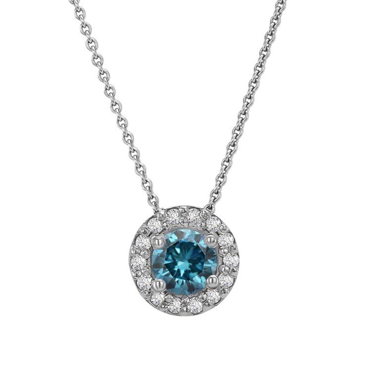 Halo-Anhänger mit blauem Diamanten Vicky 32233