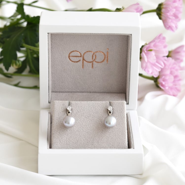 Silberne Ohrringe 2in1 mit grauen Perlen Cande 83471