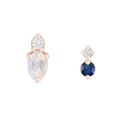 Cluster-Ohrringe mit Mondstein, Saphir und Diamanten Roseann