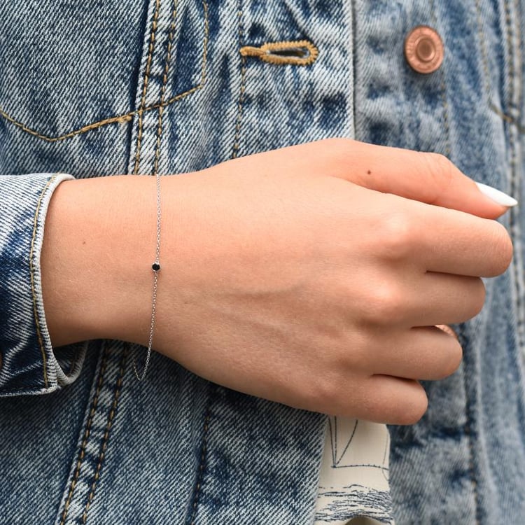 Minimalistisches Armband aus Platin mit schwarzem Diamant Bonato 71605