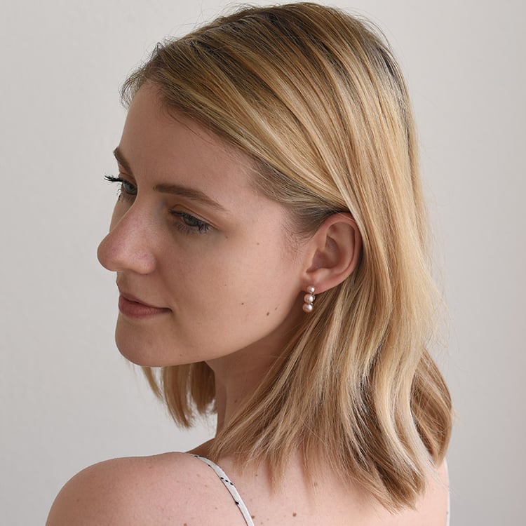 Silberne Hängeohrringe mit lavendelfarbenen Perlen Arielle 65661