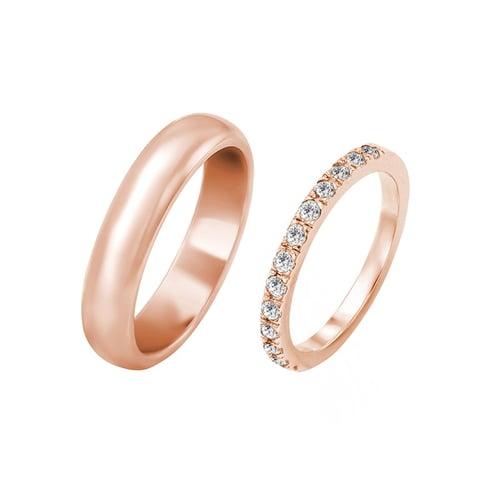 Eheringe aus einem Eternity-Ring mit Moissaniten und einem halbrunden Ring Lowum