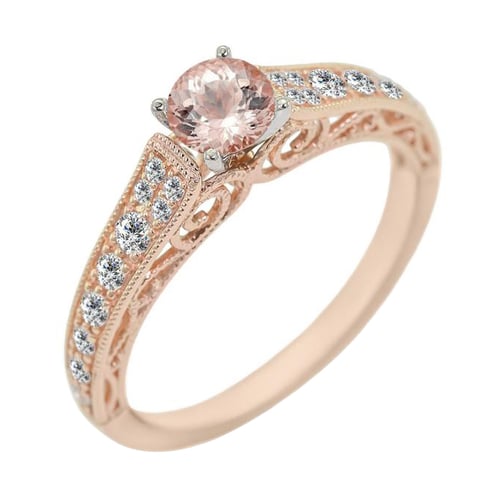Verlobungsring im Vintage-Stil mit Morganit und Diamanten Keran