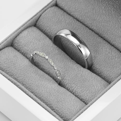 Wunderschöne Trauringe mit Vintage Ring und Court Ring Liam