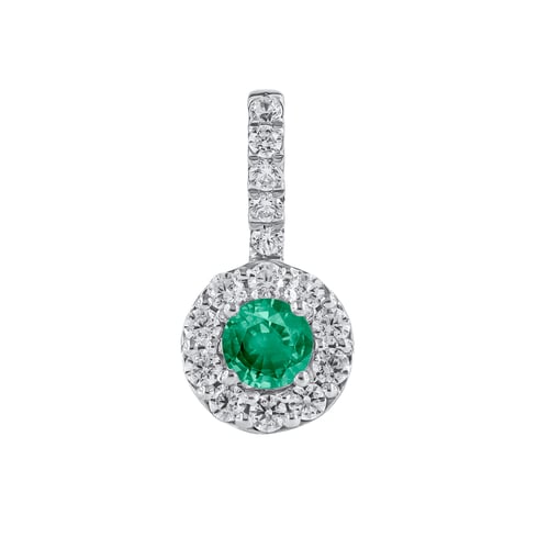 Eleganter silberne Anhänger mit Smaragd und Lab Grown Diamanten Dakota