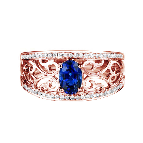 Rosegold Ring mit Saphir und Diamanten 79249