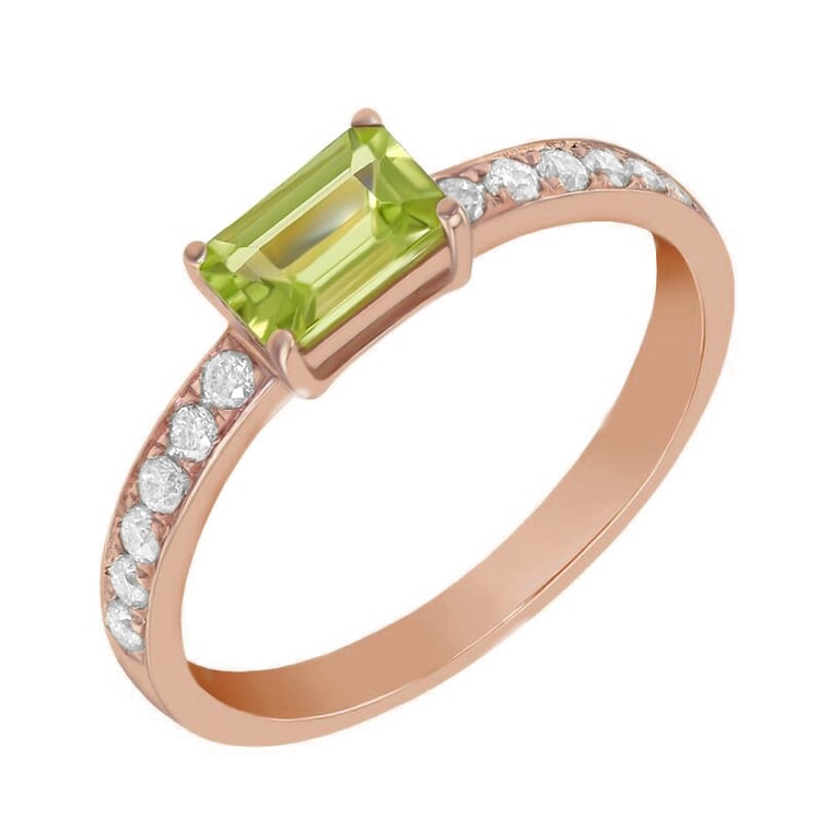 Goldring mit Moissanit und Olivin 42205