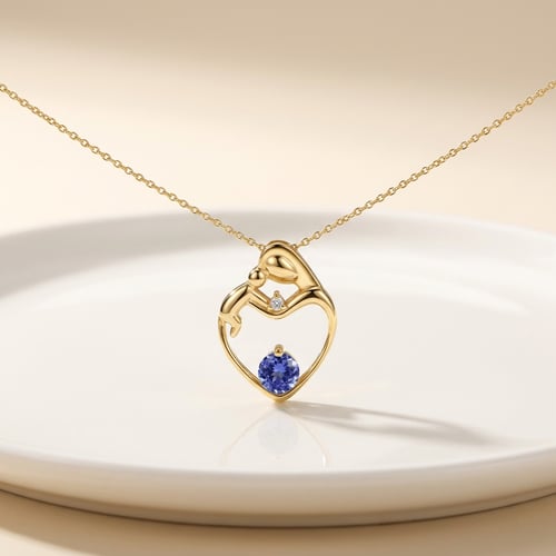 Anhänger Mutter und Kind mit Tansanit und Diamant Ella