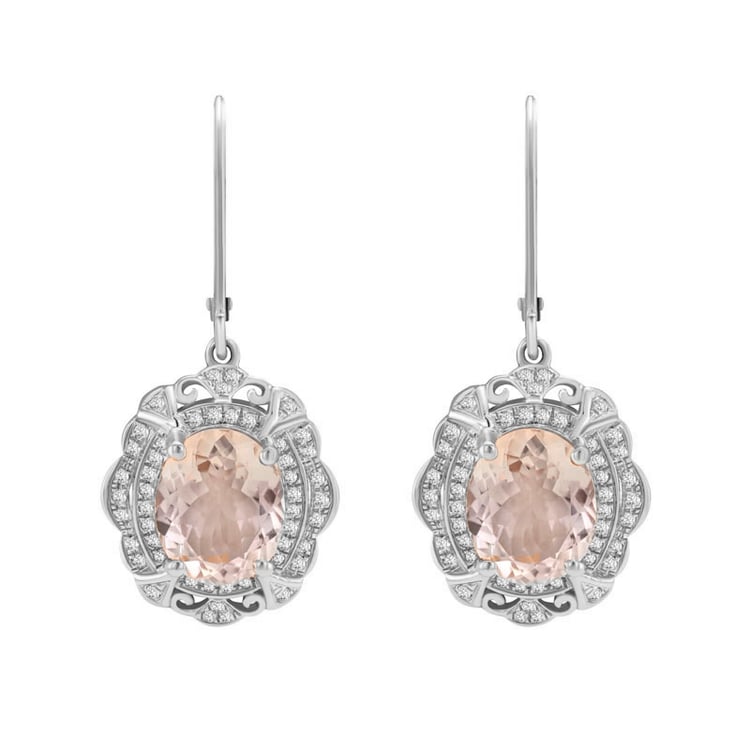 Goldene Ohrringe mit Morganit und Diamanten Moul 19663