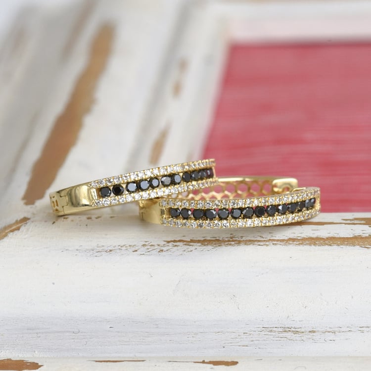 Ringohrringe mit schwarzen und weißen Diamanten Brittany 84451