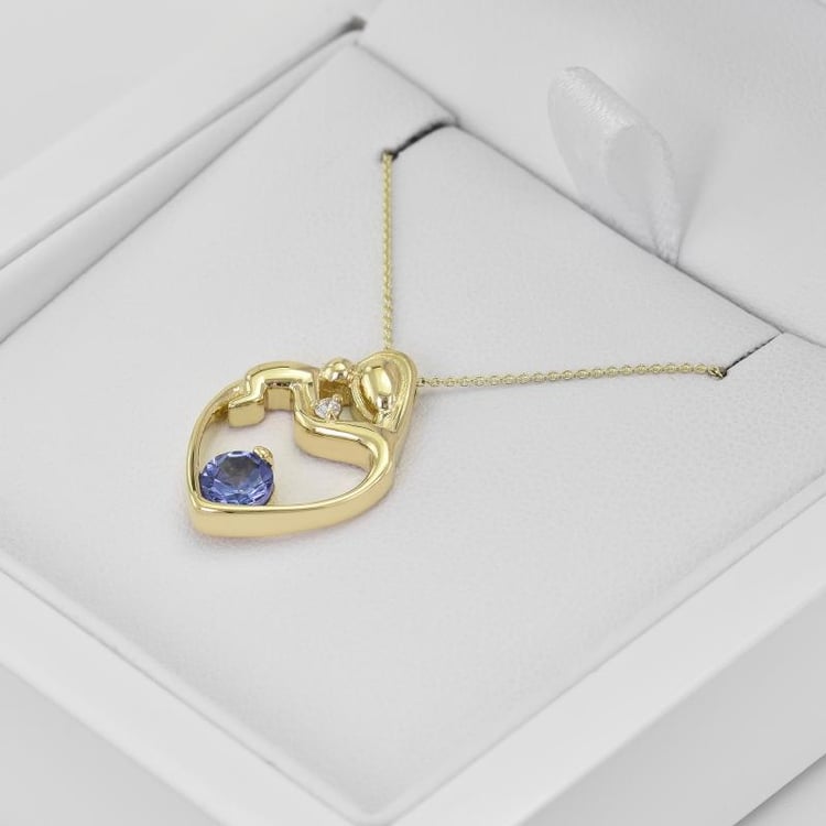 Anhänger Mutter und Kind mit Tansanit und Diamant Ella 31802