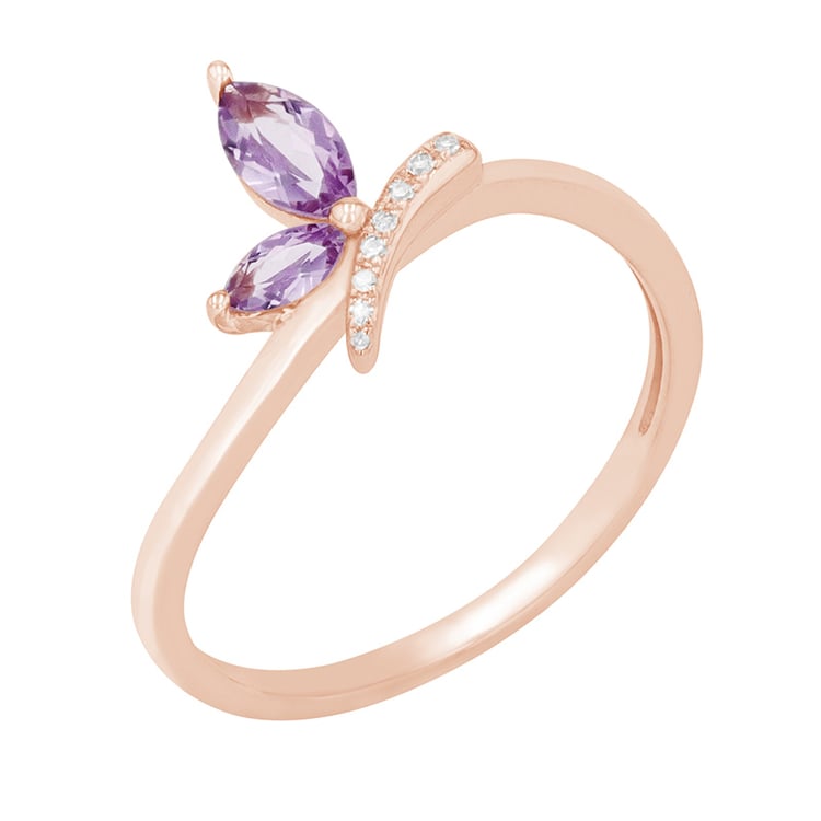 Eleganter Ring mit Amethysten und Diamanten Saqui