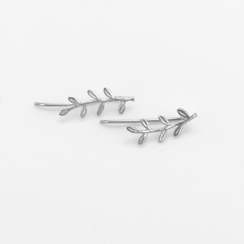 Silberne Ear Climber Ohrringe Orchid
