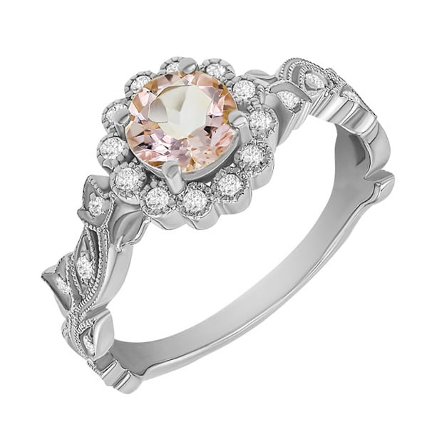 Verlobungsring im Vintage-Stil mit Morganit und Diamanten Jyspie