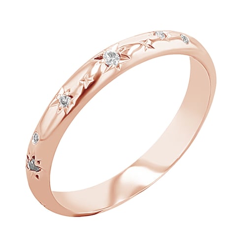 Eheringe mit Sternengravur und Diamanten Elia
