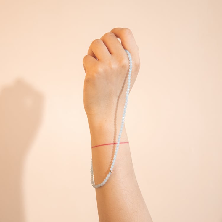 Silberne Halskette mit Aqaumarin-Perlen Alix 104470