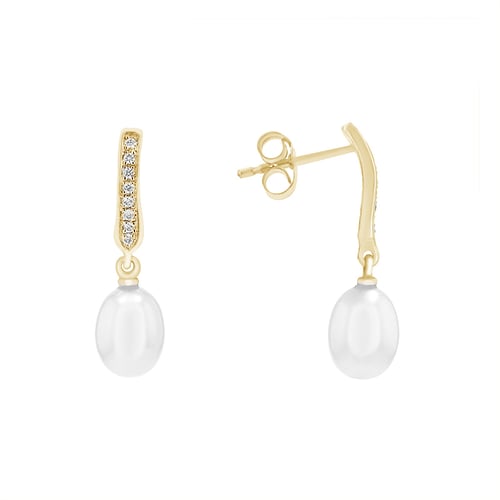 Perlenohrringe mit Diamanten Aashiny
