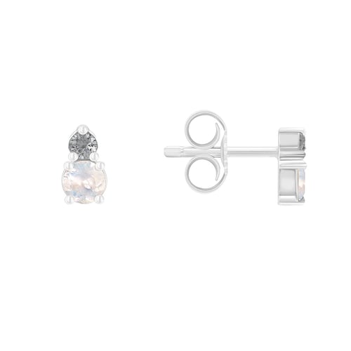 Ohrringe mit Mondsteinen und Salt und Pepper Diamanten Josse