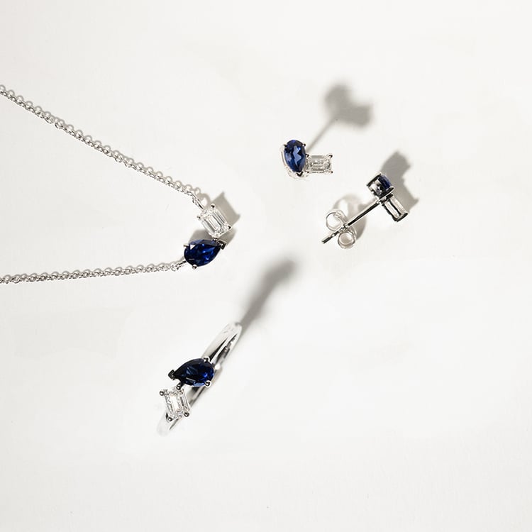 Toi et Moi Ohrstecker mit Lab Grown Diamant und Saphir Aroha 134811