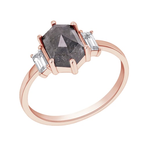 Ring mit Salt and Pepper Diamant und Saphiren Nadiia