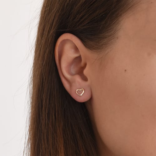 Goldene Ohrringe in Herzform mit Diamanten Stella