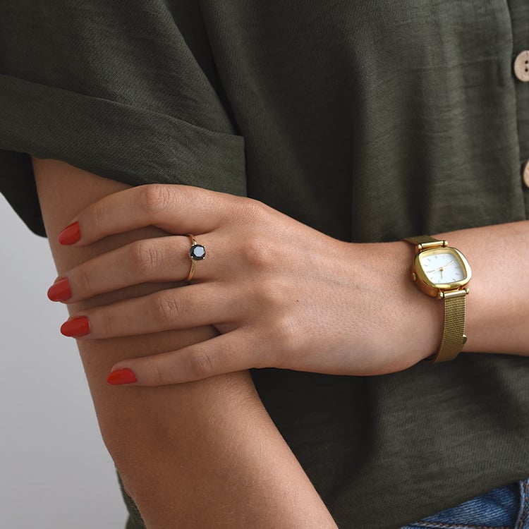 Verlobungsring mit schwarzem und weißen Diamanten Xela 72236