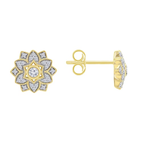 Silberne Ohrstecker mit einer Blume aus Lab Grown Diamanten Bethel