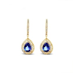 Goldene Hängeohrringe mit Tansanit und Diamanten Alavda