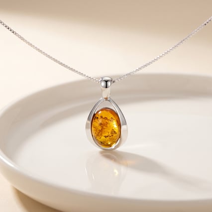 Silberanhänger mit Bernstein Nela