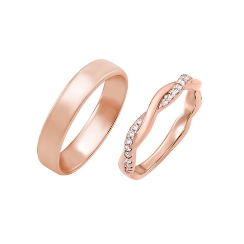 Einzigartiger Ehering mit Diamanten und klassischer Court Ring Malea