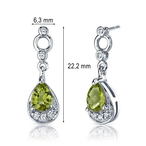 Silber hängende Ohrringe mit Olivin und Zirkonia 42943