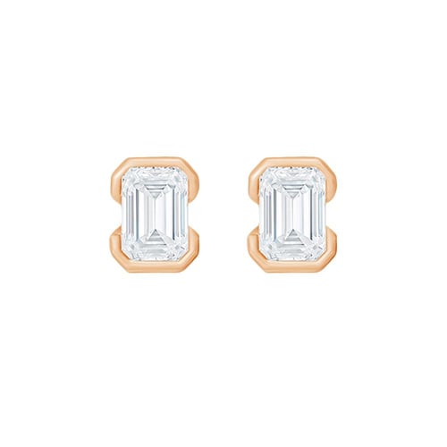 Minimalistische silberne Ohrstecker mit einem Lab Grown Diamanten in Emerald-Form Agata