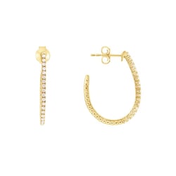 Goldene halbrunde Flexi Ohrringe mit Lab Grown Diamanten Dunst