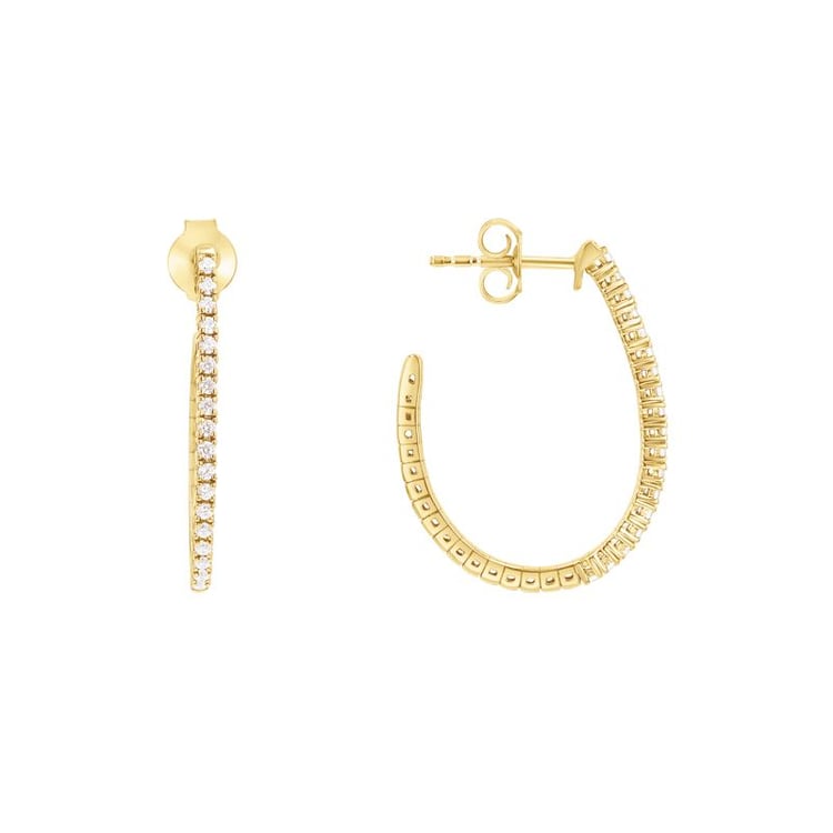 Goldene halbrunde Flexi Ohrringe mit Lab Grown Diamanten Dunst